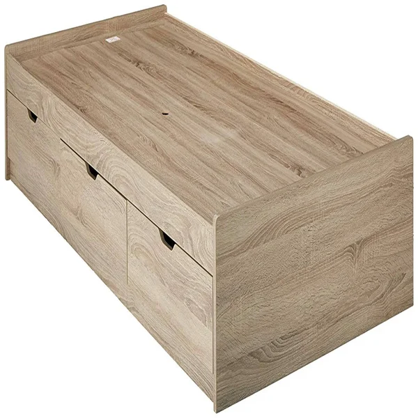Benzara Modern Style Brown Finish Twin Size Chest Bed with 3 Drawers