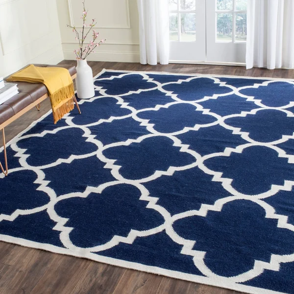 Safavieh 3& x 5& Dhurries DHU633G Dark Grey - Ivory Rug