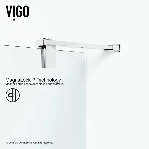 Vigo Industries Cameo 36x22 Adjustable Frameless Pivot Shower DOOR, Chrome, VG6076CHCL3674