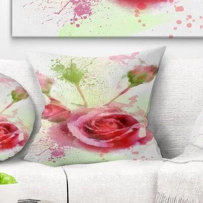 Floral Bloomy and Budding Roses Pillow East Urban Home Size: 16x22 x 16