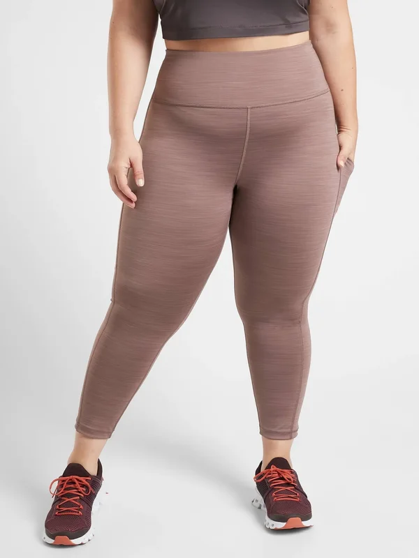 Athleta Women's Ultimate Stash Pocket Space Dye 7/8 Tight Smoked Almond Brown Size Xxs