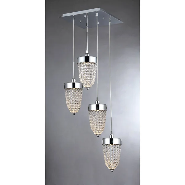 Whse of Tiffany SU1682-4 Adalyn 4 Light Chrome Crystal Pendant Lamp - 14x22