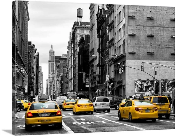 Canvas Wall Art entitled New York City - Taxis Traffic - 40x30