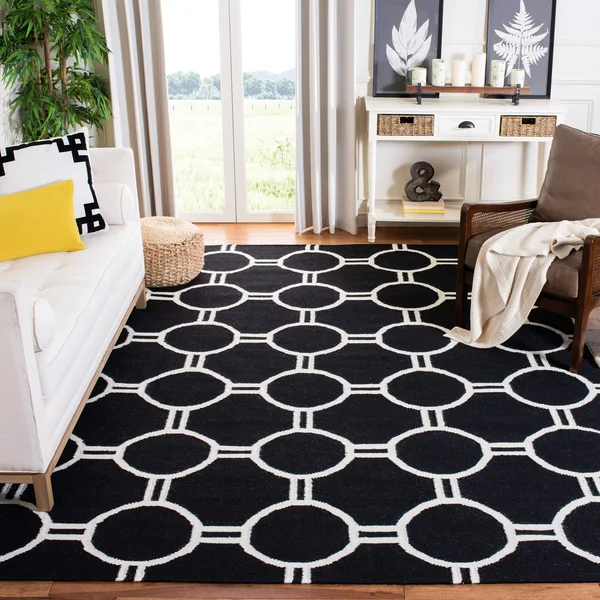 Safavieh 9& x 12& Dhurries DHU636B Grey, Ivory Rug