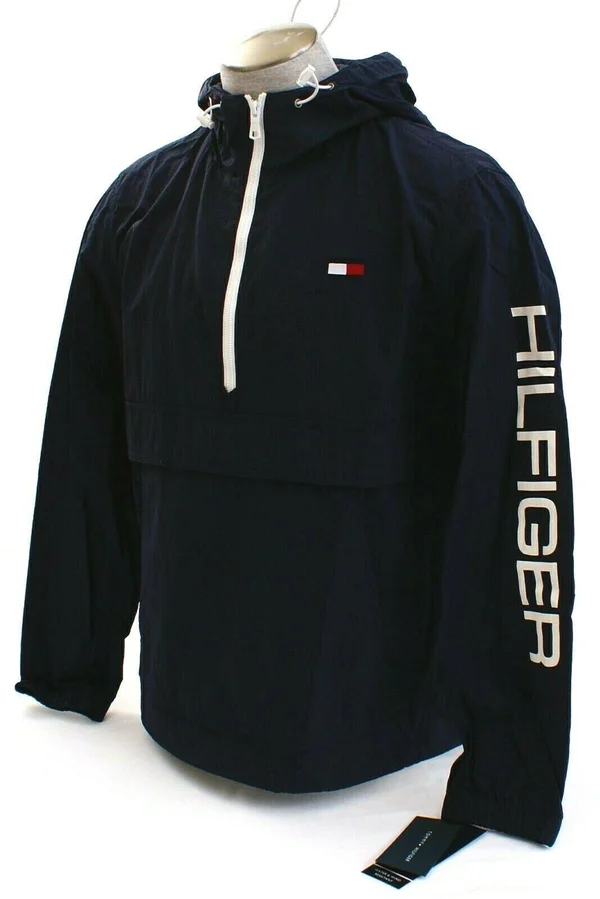 Tommy Hilfiger Men's Hooded Half-Zip Jacket - Navy