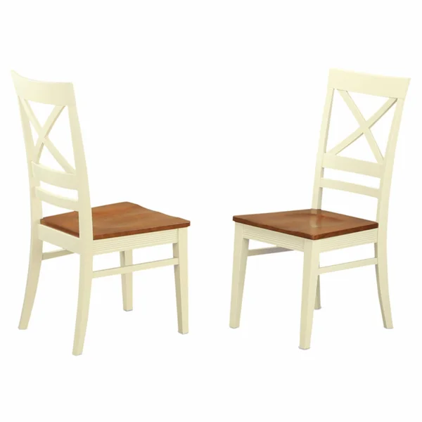 East West Furniture QUC Quincy X-Back Dining Chair (Set of 2), Buttermilk & Cherry
