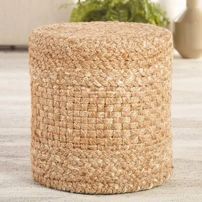 Lydney 16x22 Wide Round Pouf Ottoman Bay Isle Home