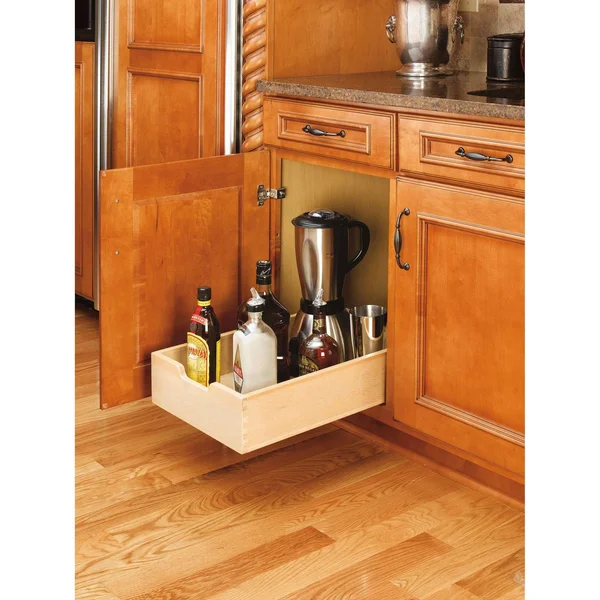 Rev-A-Shelf 4WDB-15 Medium Wood Base Cabinet Pull-Out Drawer - Natural Wood