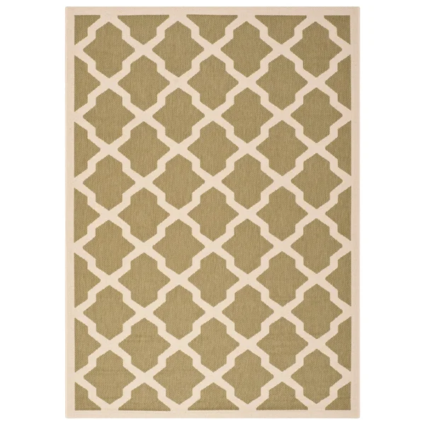 Safavieh Courtyard Green & Beige 5&-3x22 x 7&-7x22 Indoor/Outdoor Rug