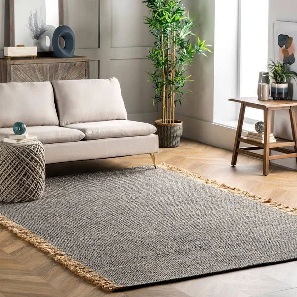 nuLOOM Solid Tassel Amalia Dark Gray 5 ft. x 8 ft. Indoor Area Rug
