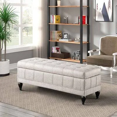 Aveza Upholstered Flip Top Storage Bench Canora Grey Color: Beige