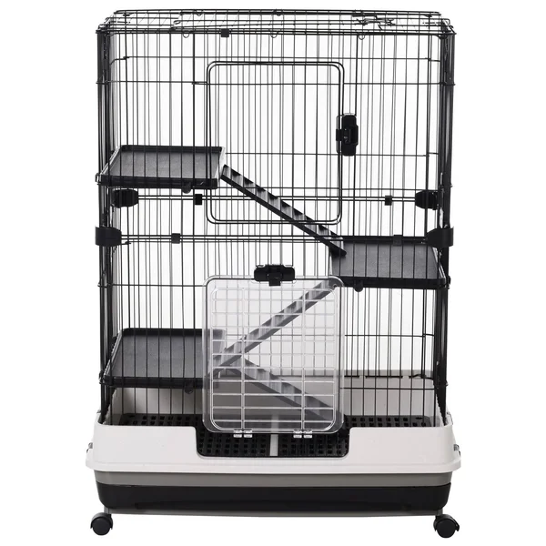 PawHut 43x22H Ferret House Habitat - Black and White