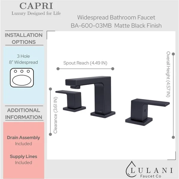 Lulani Capri 8 in. Widespread 2-Handle Bathroom Faucet in Chrome - Grey