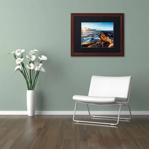 Trademark Art &Sunrise Over The Atlantic in Maine& by David Ayash Framed Photographic Print Size: 11x22 H x 14x22 W, Matte Color