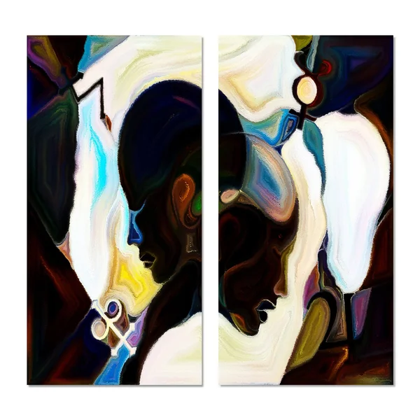 Designart &Union of Male and Female Faces I& Modern Canvas Wall Art Print 2 Piece Set - 20x22 W x 40x22 H x 1x22 D x 2 Pieces