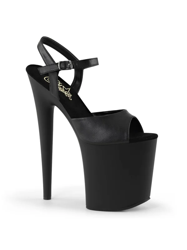 Pleaser FLAMINGO-809, 8x22 Ankle Strap Sandal - Black Matte 12
