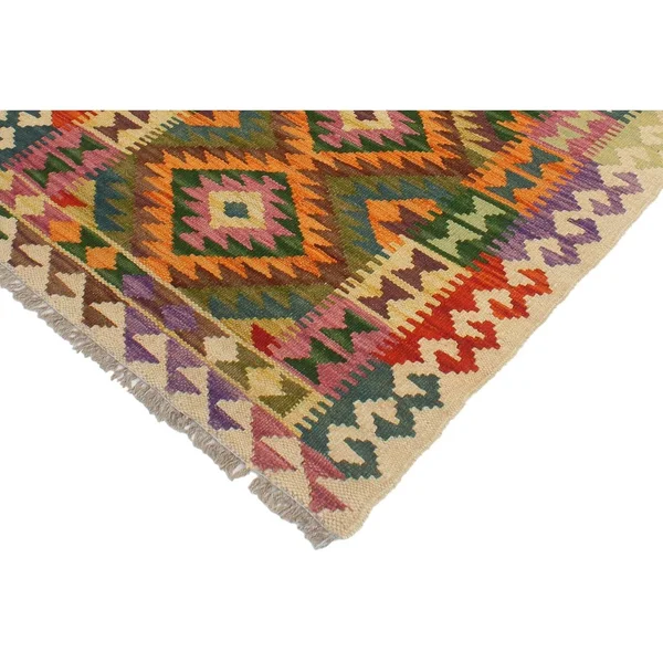 Geometric Kilim Linette Beige Rust Hand Woven Area Rugs