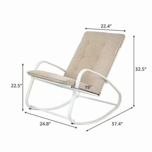 Patio Rocking Chair Padded Steel Rocker Chair - Yellow