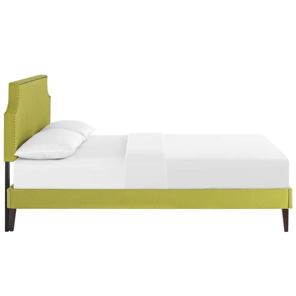 Modway Laura Queen Fabric Platform Bed with Squared Tapered Legs, Azure