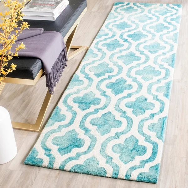 Safavieh Dip Dye DDY537D Turquoise, Ivory Rug 2&3x22 x 8& Runner