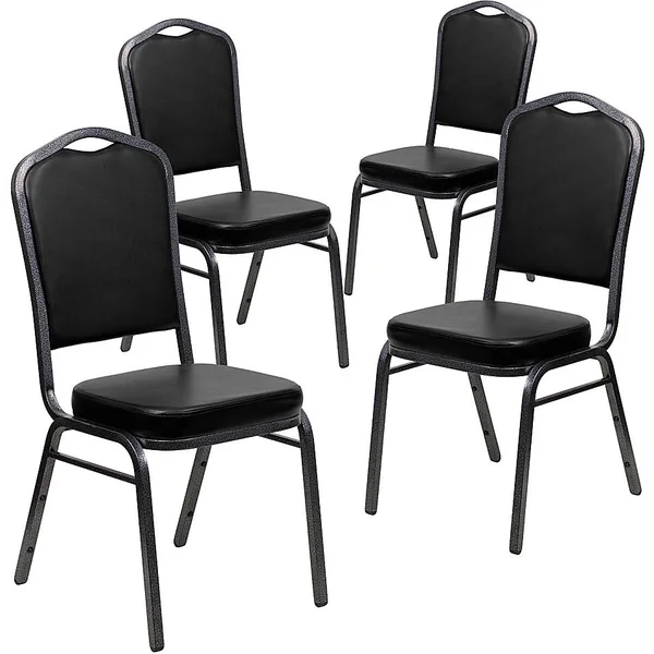 Flash Furniture Hercules Banquet Chairs in Black Vinyl (Set of 4)