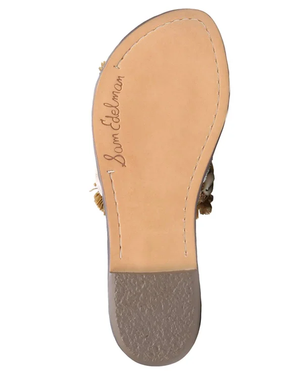 Sam Edelman Grey Beaded Leather Slide Sandals - 5.5M