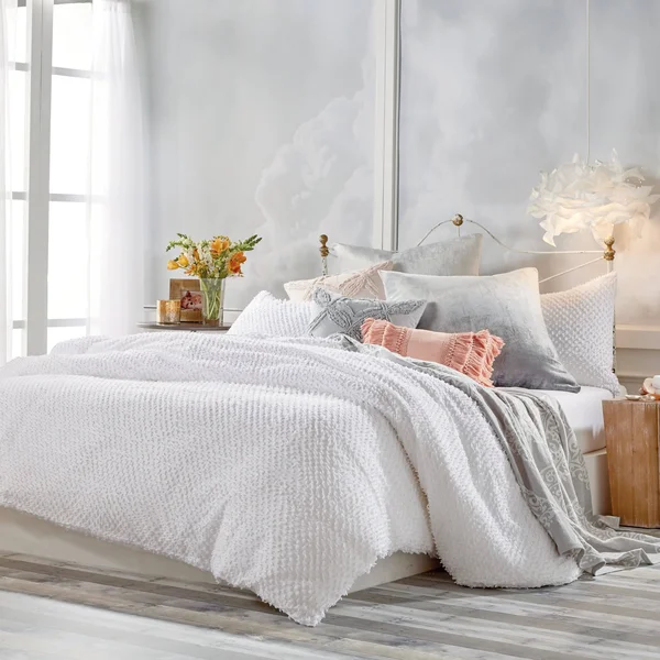 Peri Home Dot Fringe Duvet COVER - Full/Queen - White
