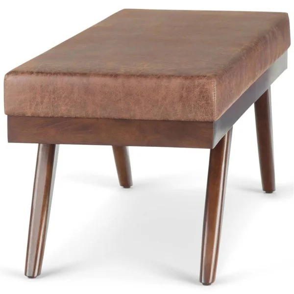 Simpli Home Chanelle Mid Century Ottoman Bench - Umber Brown