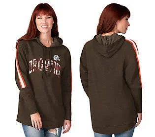 NFL Women's Double Team Tunic Pull-Over Hoodie, Size X-Large, Browns