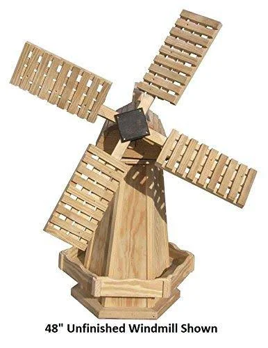 Backyard Crafts Amish-Made Working Dutch Windmill Yard Decoration 48x22 Tall, Oak Stain