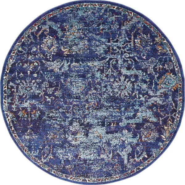 Unique Loom Assisi Augustus Rug (Navy Blue - 5& x 5& Round)