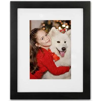 8x10 Picture Frame with 5x7 Mat - Photo Frame Made of Solid Wood and High Definition Plexiglass for Wall or Tabletop Display Pict