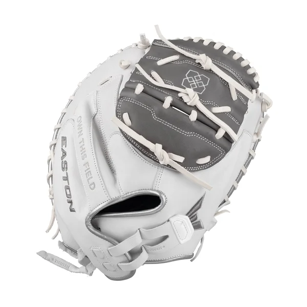Easton Pro Signature Jen Schroeder 34x22 Fastpitch Softball Catcher Mitt RUD 1 Piece White/Grey 34 Right Hand