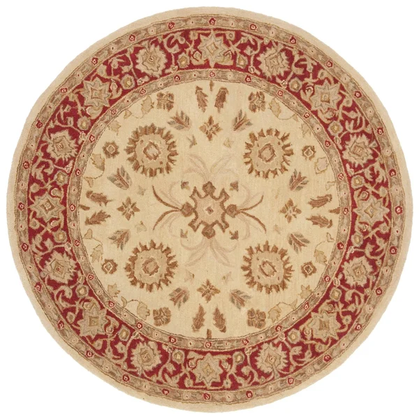 Safavieh 4& x 4& Round Anatolia AN551A Ivory, Red Rug