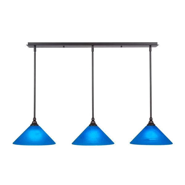 Toltec Lighting 36-DG-441 3 Light Mini Pendant in Dark Granite with 12 inch Italian Bubble Glass Shade
