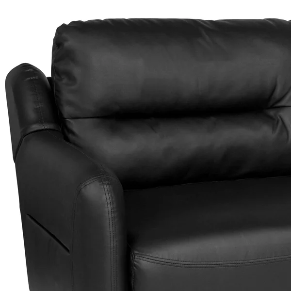 Upholstered Bustle Back Sofa in Gray Leather