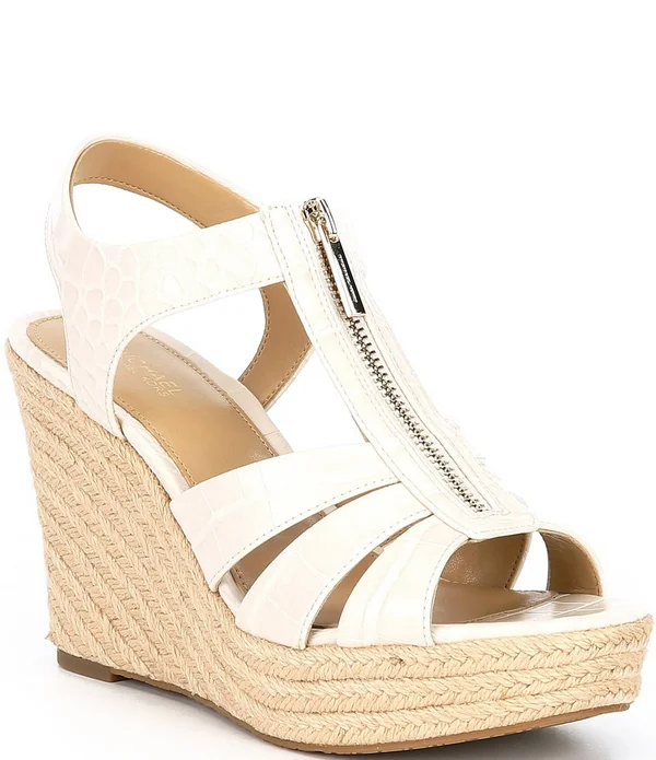 Michael Michael Kors Berkley Embossed Croco Wedge Espadrilles - 10M