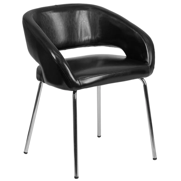 Flash Furniture Contemporary Leather Side Reception Chair - Black - Fusion Series