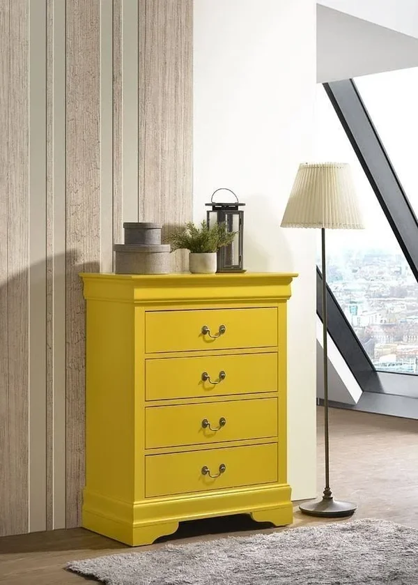 Glory Furniture Louis Phillipe G3102-BC 4 Drawer Chest, Yellow