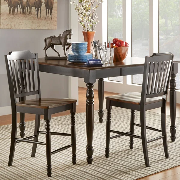 Mackenzie Counter Height Chair (Set of 2) by Inspire Q Classic - Antique Black Scroll Back