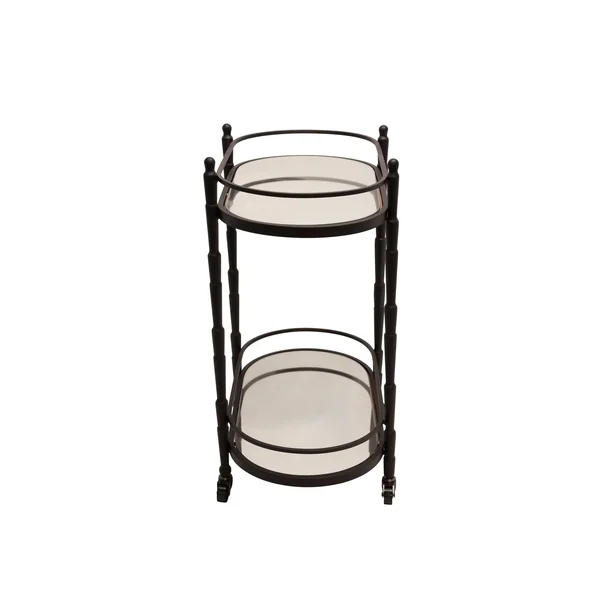Sagebrook Home Metal 28x22 2 Tier Oval Bar Cart, Black