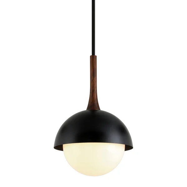 Troy Lighting Cadet 1-Light Black and Natural Acacia Pendant F7644