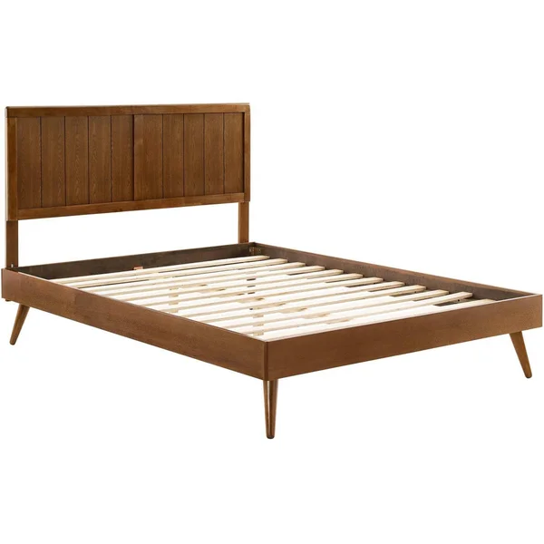 Modway Alana King Wood Platform Bed with Splayed Legs - Walnut