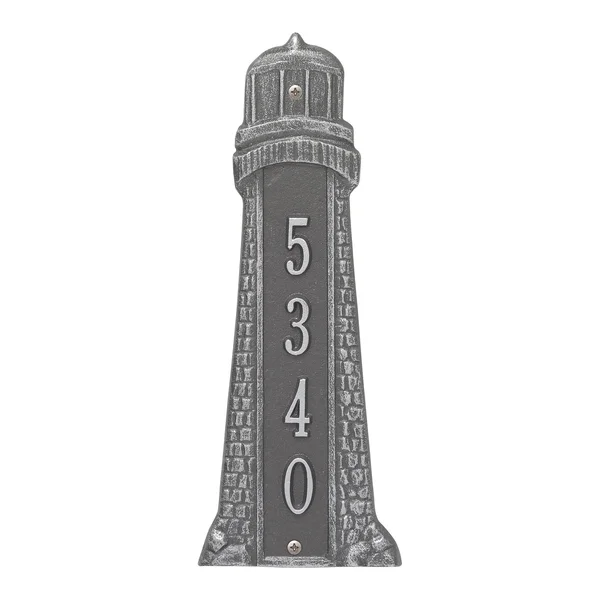 Personalized Lighthouse Vertical Plaque - Pewter Silver