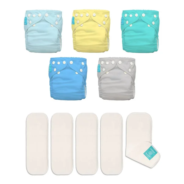 Charlie Banana Reusable Cloth Diapers, 5 Count My First Diaper Pastel, Size: One Size