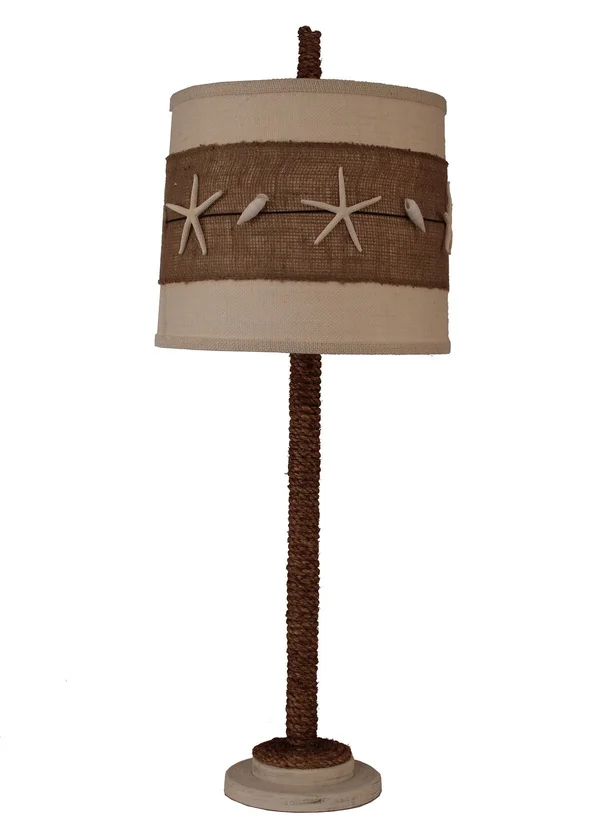 Coast Lamp Manufacturer 16 B11e Cottage Manila Rope Table Lamp with Burlap Star Fish Shade
