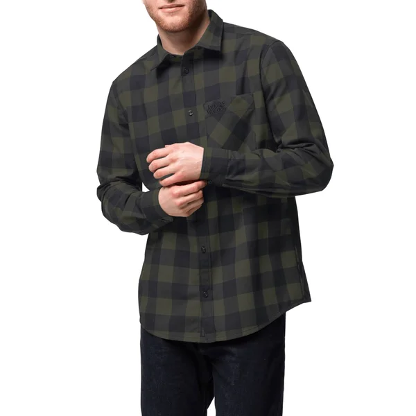 Jack Wolfskin Men's Red River Shirt - Bonsai Green Checks, L
