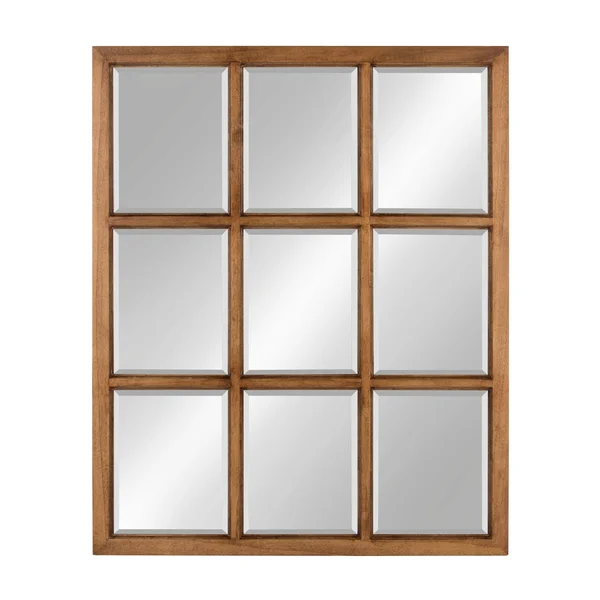 Kate and Laurel Hogan 9 Windowpane Wood Wall Mirror (26X32 - Brown)