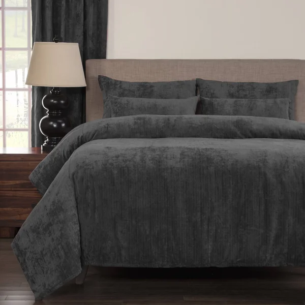 Silver Orchid Powell Pewter Soft 6-Piece Duvet Cover Set Twin 4 Piece