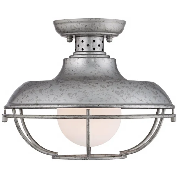 Franklin Park Rustic Farmhouse Outdoor Ceiling Light Galvanized Steel Cage 12x22 W